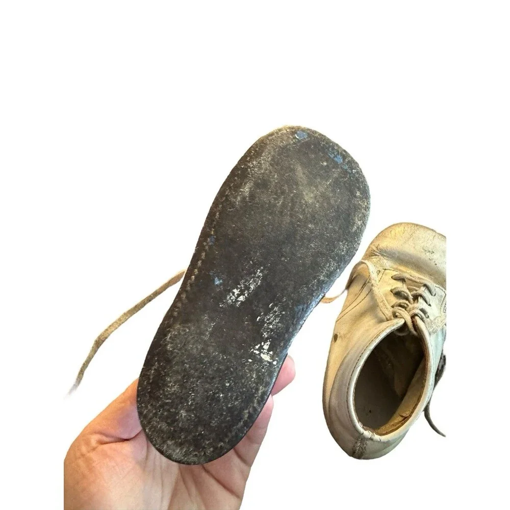 Vintage White Cloth Antique Baby Slipper‎ Shoes